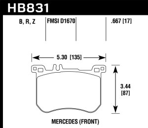 Mercedes-Benz SL Class Brake Pads - Front - Hawk Performance - HPS 5.0 - `13-`17 Mercedes-Benz SL Class Brake Pads - Front - Hawk Performance - HPS 5.0 - `13-`17